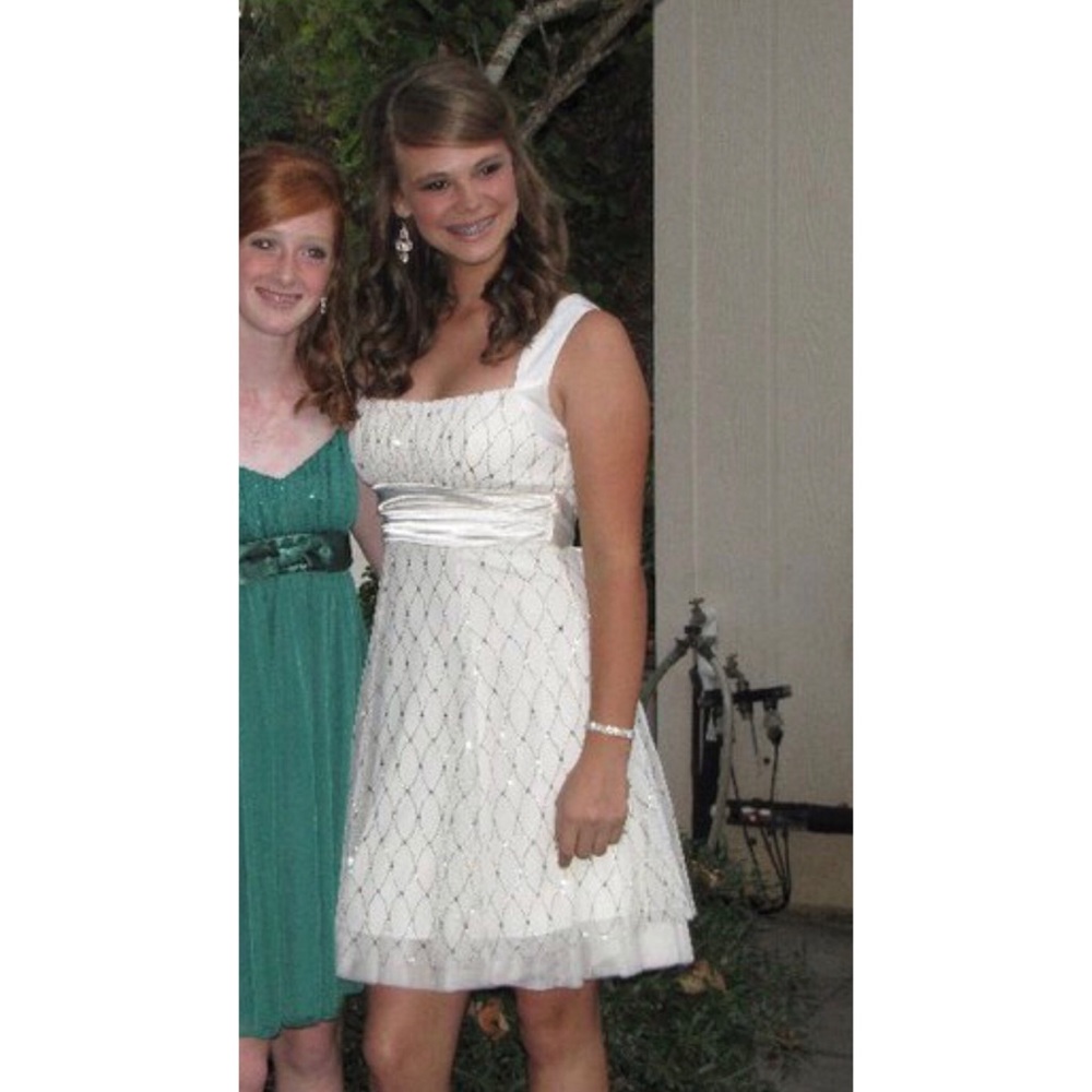 White Sparkly Homecoming Dress
